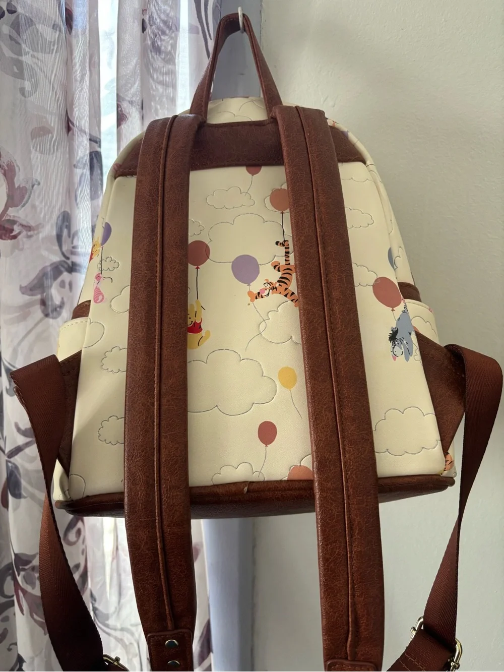 Loungefly Cream Winnie the Pooh Balloon Mini Backpack with Brown Trim